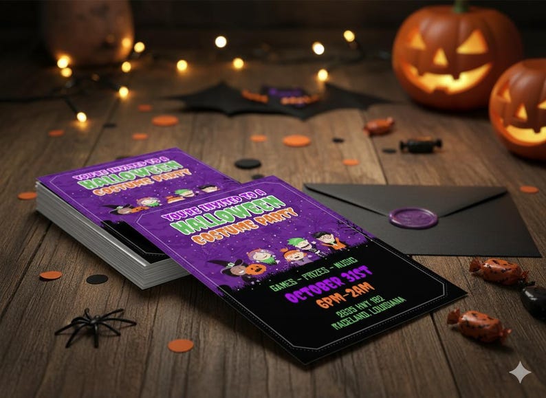 DIGITAL Halloween Costume Party Invitation - DESIGN ONLY - 5x7 - Edit Yourself Using Corjl image 2