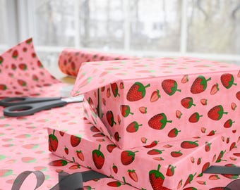 Strawberry Gift Wrapping Paper: Glossy Christmas Roll