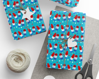 Cadeaupapier patriottische ijslollys: 4 juli Kerstmis