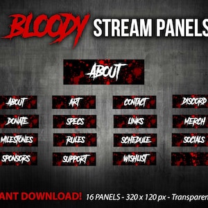 Bloody Twitch Panels : boutons de streamer gothiques grunge (téléchargement numérique)