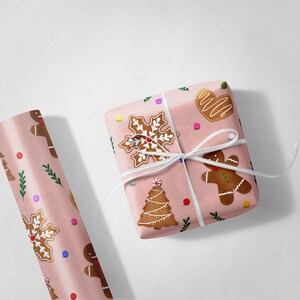 Carta da regalo di pan di zenzero, carta da regalo natalizia, rotolo di carta regalo
