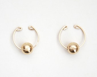 Gold Ball Ear Cuffs, Hypoallergenic 14k Gold Filled, Hoop Ear Cuffs for Non-pierced Ears