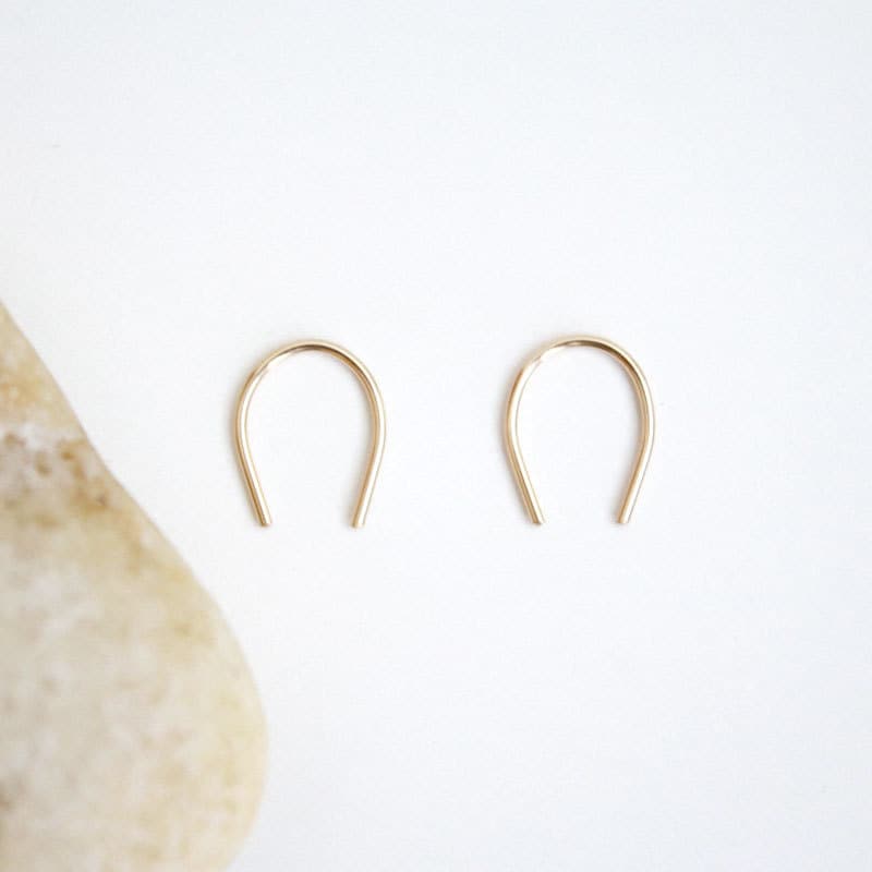 Short Arc Threader Earrings 14K Gold Filled Wire Curved Etsy