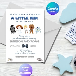 Star Wars inspiriert Babypartyeinladung | Star Wars Babyparty | Sterne-Weltraum Freunde Babyparty | Jedi Babyparty