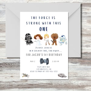 Star Wars Inspired Birthday Invitation | Star Wars 1st Birthday Invite | Star Space Friends Birthday | Jedi Birthday