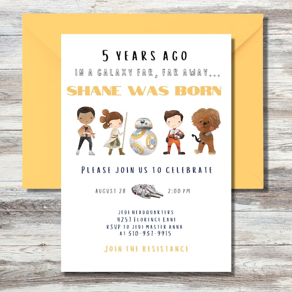 Star Wars Inspired Birthday Invitation | Space Character Birthday Invite | Star Space Friends Birthday | Jedi Birthday | Digital or Printed