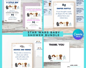 Star Wars Baby Shower Invitation Bundle | Canva Editable (Instant Download)