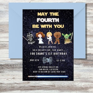 May the Fourth Be With You | Star Wars Inspired Birthday Invitation | Star Wars 1st Birthday Invite | May the Force Be With You| 4 Year Old