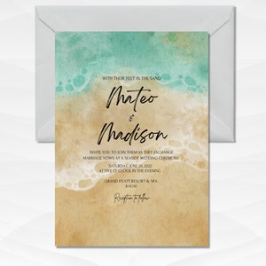 Beach Wedding Invitation | Tropical Wedding Invite | Ocean Wedding Invitation | Destination Wedding Invitation | Printable Invite