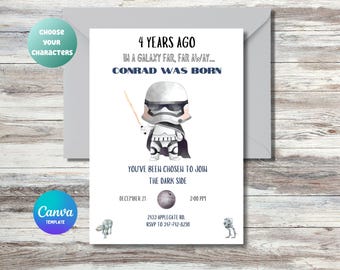 Star Wars Birthday Invite | Editable | Stormtrooper, Dark Side (Digital Download)