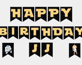 Star Wars Themed Happy Birthday Banner - Etsy