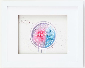 Medidor de agua de Nueva Orleans Medidor de agua NOLA Acuarela Arte Impresión PDF Descarga digital instantánea 8.5 x 11 + 8 x 10