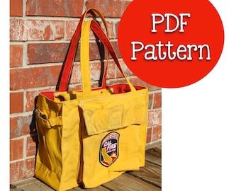 Fire Fighter Uniform Purse Pattern PDF Download Turnout Gear Tote Bag Upcycled Uniform Handbag Instructions Mom Firefighter Wife Crafts