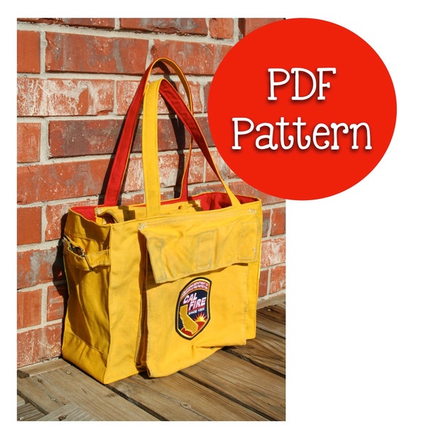 Fire Fighter Uniform Purse Pattern PDF Download Turnout Gear Tote Bag Upcycled Uniform Handbag Instructions Mom Firefighter Wife Crafts