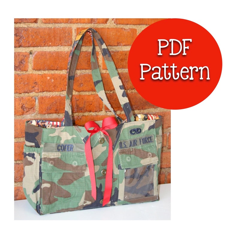 Army Uniform Purse Pattern PDF Download BDU Tote Bag Pattern Upcycled