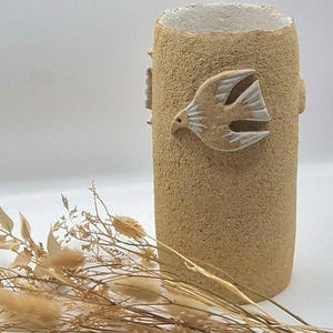 Ceramic Bird Vase. Handmade Pottery Vase in Neutral Colour Scheme. Bird Pottery Sculpture Vase. Rustic Vase Interiors.