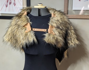Viking Fur Mantle, Viking Cloak, Fur Caplet, Viking Cosplay, Faux fur Caplet