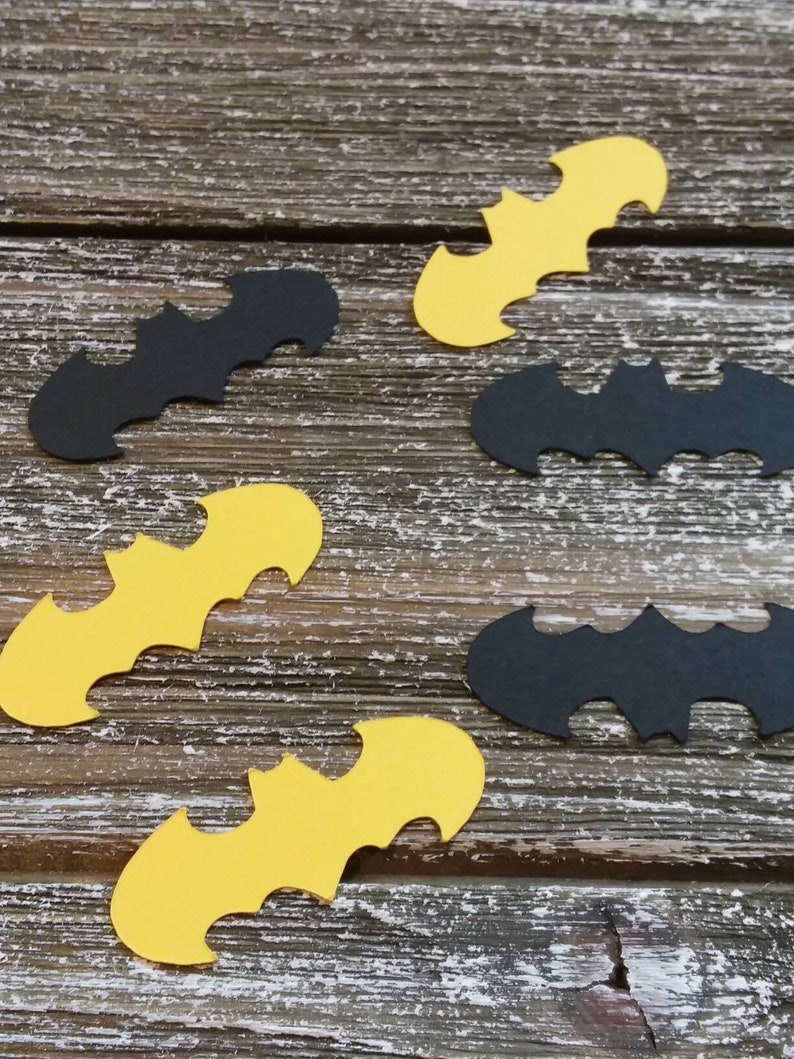 Black Yellow Batman Super Hero Table Confetti Scatter Decor Etsy