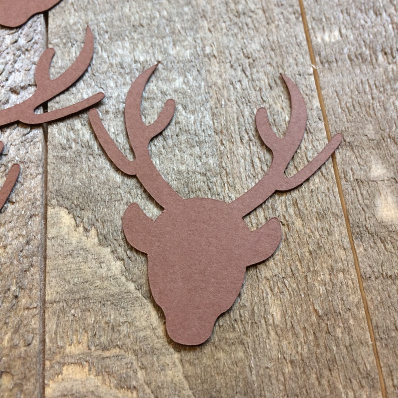 Brown Deer Head Antlers Table Confetti Wildlife Woodland Etsy