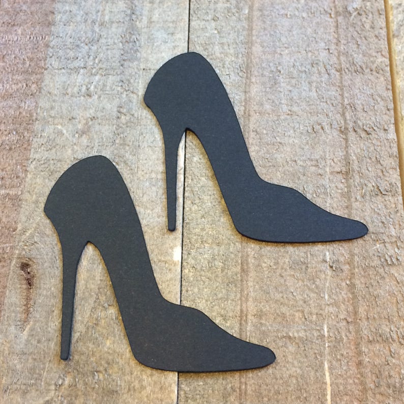 Black High Heel Shoe Table Confetti Bachelorette Bridal Etsy