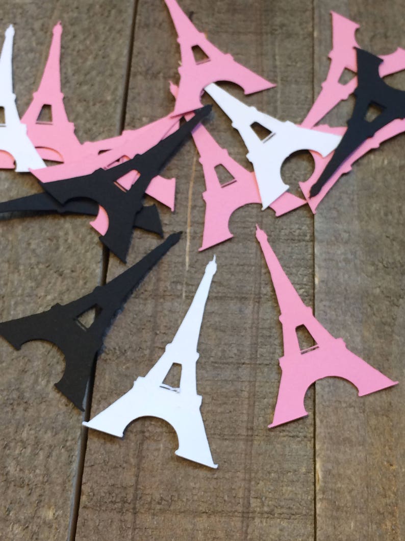 Pink Black And White Paris Eiffel Tower Table Decor Scatter Etsy