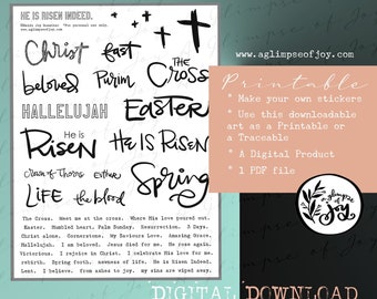 Easter/Bible Journaling/Resurrection Themed Words and Phrases/Bible Tab Words/Typewriter Font Words/Faith Journaling/Printable/Downloadable