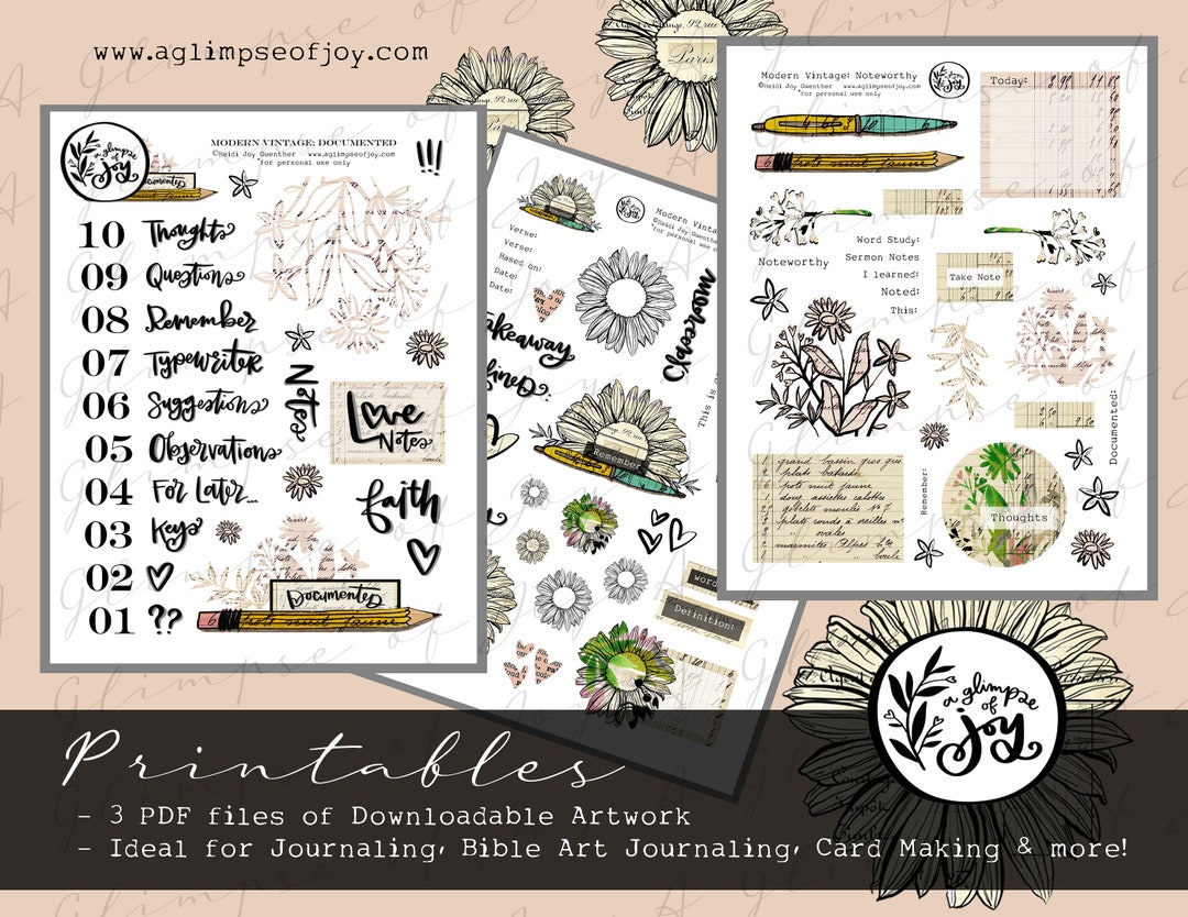 Bible Journaling Printable to Create DIY Stickers: Modern Vintage ...