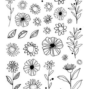 Printable/DYI stickers/Bible Journaling/Inky Flowers/Florals/Ephemera/Downloadable/Digital Art/Illustration/A Glimpse of Joy/Journal Fodder
