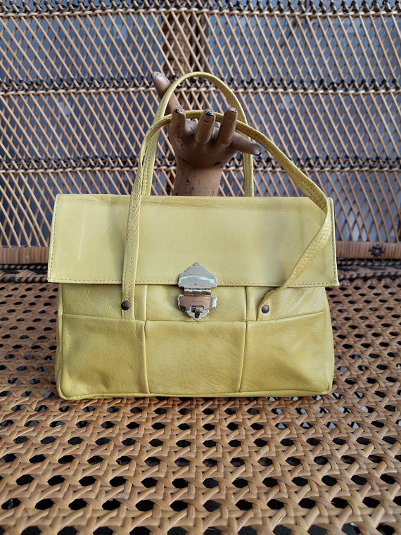 Original 1960's Yellow Envelope Style Handbag - Fair Condition - Only 25 Pounds!