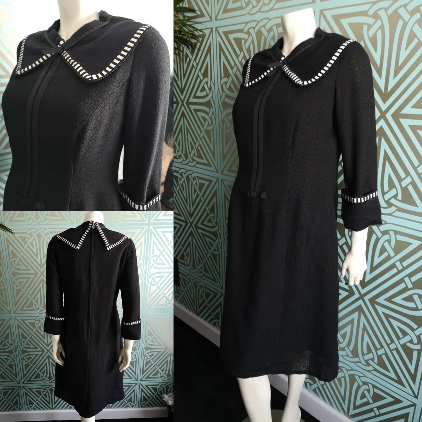 Rare c1961-63 Mary Quant Mod Green & Black Mini Dress