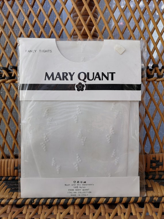 Deadstock Original 1980's Mary Quant White Bow Design Tights - Mint Unused Condition - Only 8 pounds!