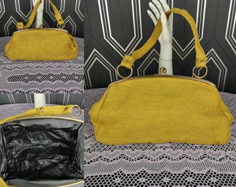 Original de 1960's Extra Large Hessian Yellow Shoulder/Bolso de mano - Excelente estado - ¡Solo 65 libras!