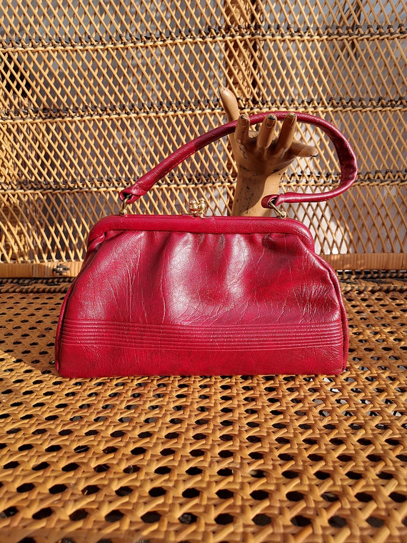 Original 1960's Oxblood Red Leather Mod Handbag - Great Condition - Only 45 Pounds!