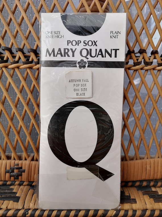 Deadstock Original 1980's Mary Quant Black Autumn Fall Design Pop Sox  - Mint Unused Condition - Only 8 pounds!