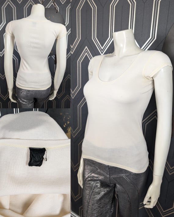 Original 1973 Biba White Cotton T-shirt Top - Good Condition - Only 110 Pounds!