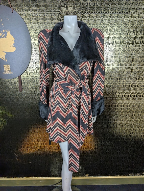 Iconic Original 1973 Biba Faux Fur Zigzag Design Swing Coat / Jacket - Mint Unworn Condition - Only 1250 Pounds!