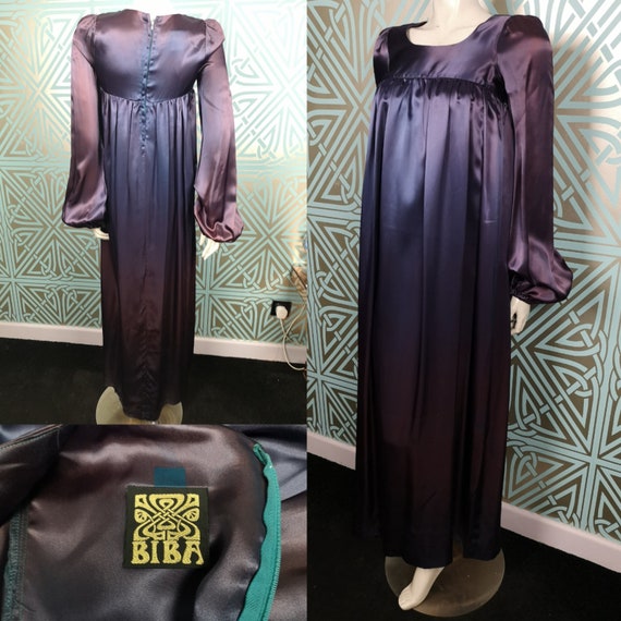 Original 1970 Biba Liquid Satin Balloon Sleeves Ma