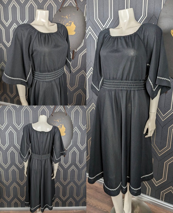 Original 1970's Black Silver Disco Party Dress - Good Condition - Only 45 Pounds!