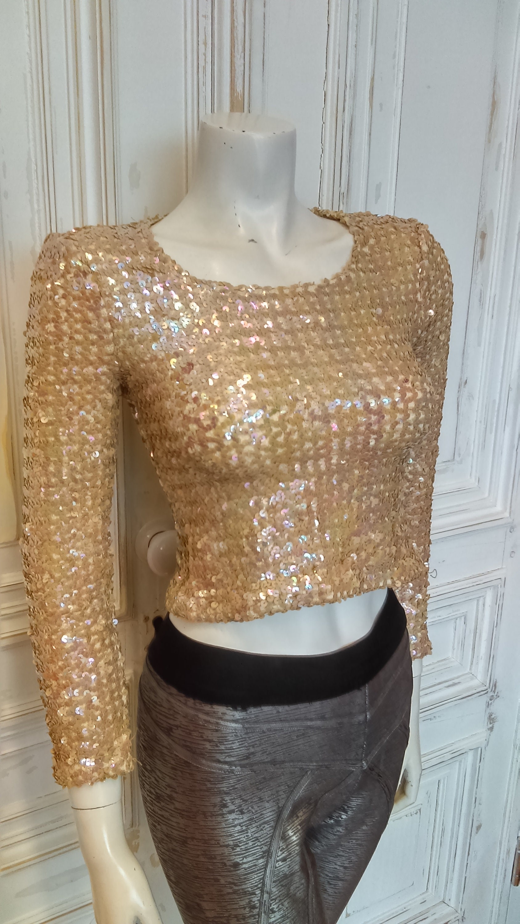 Original 1970/71 Biba Champagne Sequin Crop Top Good Condition Only