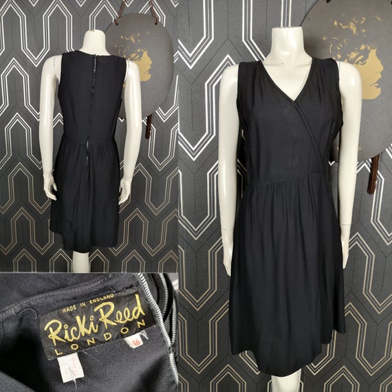 Original Late 1950's Early 1960's Ricki Reed Black Viscose Crepe Dress - Good Condition - Only 45 Pounds!
