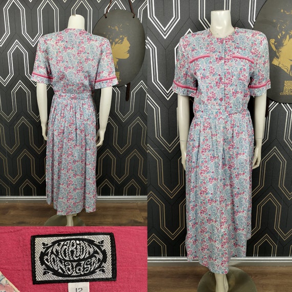 Original Late 1970's Marion Donaldson Floral Tea Dress - Good Condition - Only 35 Pounds!