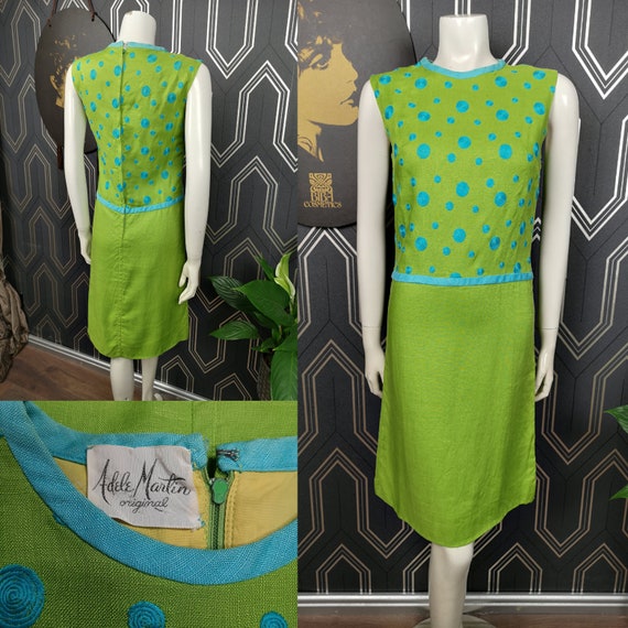 Original 1960's Psychedelic Adele Martin Midi Linen Dress - Good Condition - Only 85 Pounds!