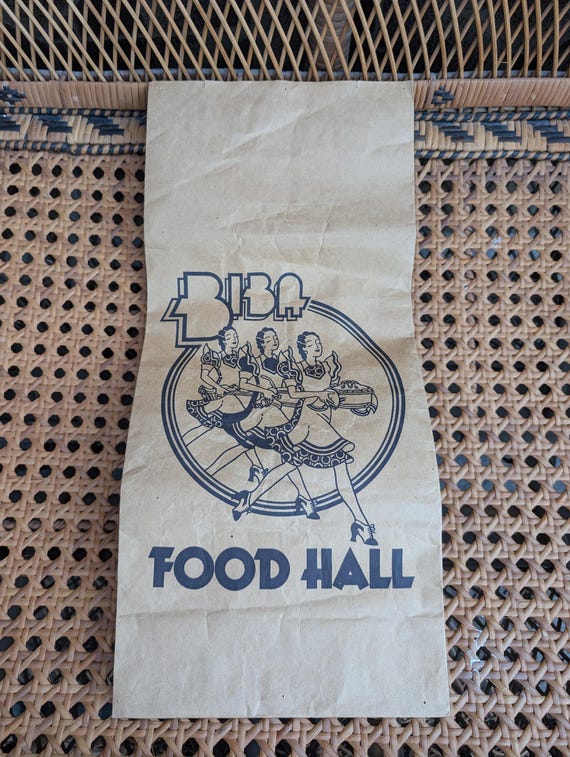 Original 1972-4 Big Biba Foodhall Extra Large Brown Paper Bag - Good Condition - Only 35 Pounds!