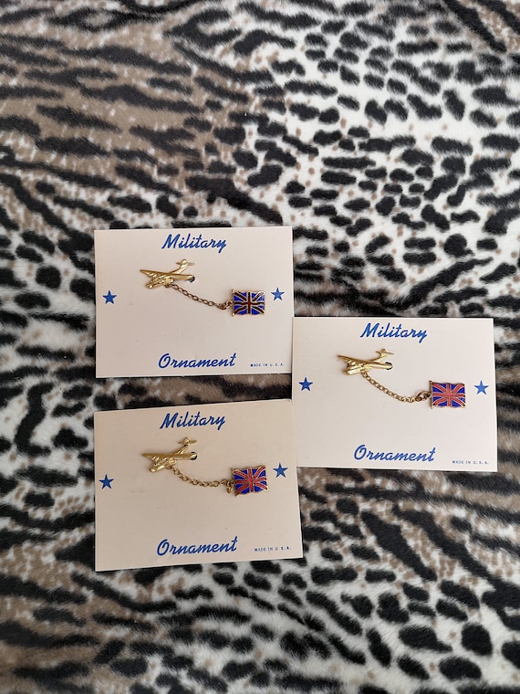 Original 1940's Deadstock Gold Aeroplane British Coronation Flag Brooch - MOC - Only 12 Pounds Each!