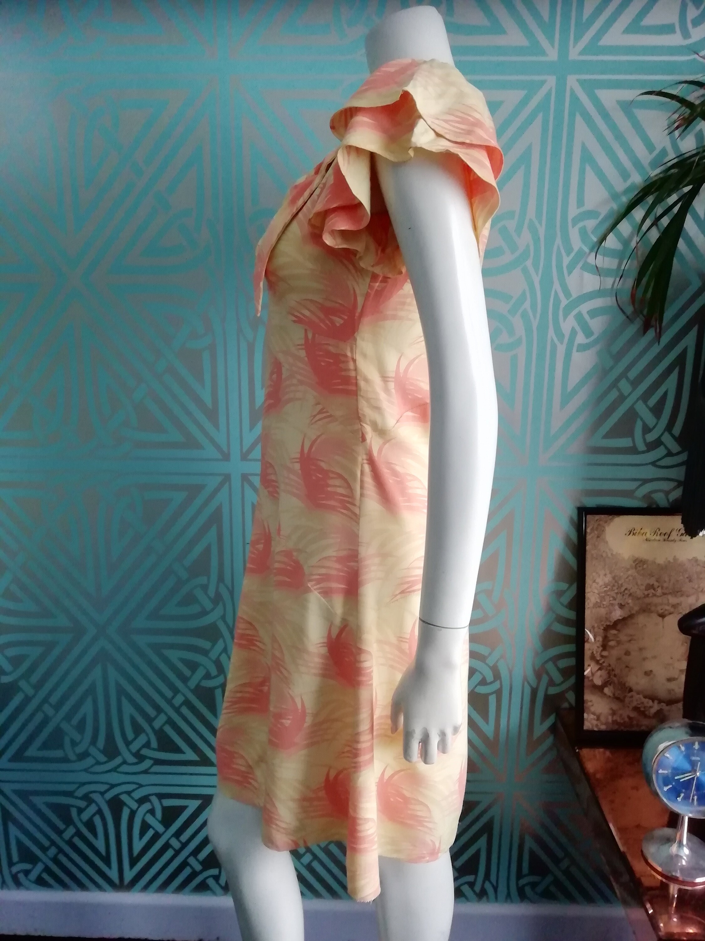 SALE Original Rare 1969/70 Biba Cotton Tea Dress With Bow Collar And