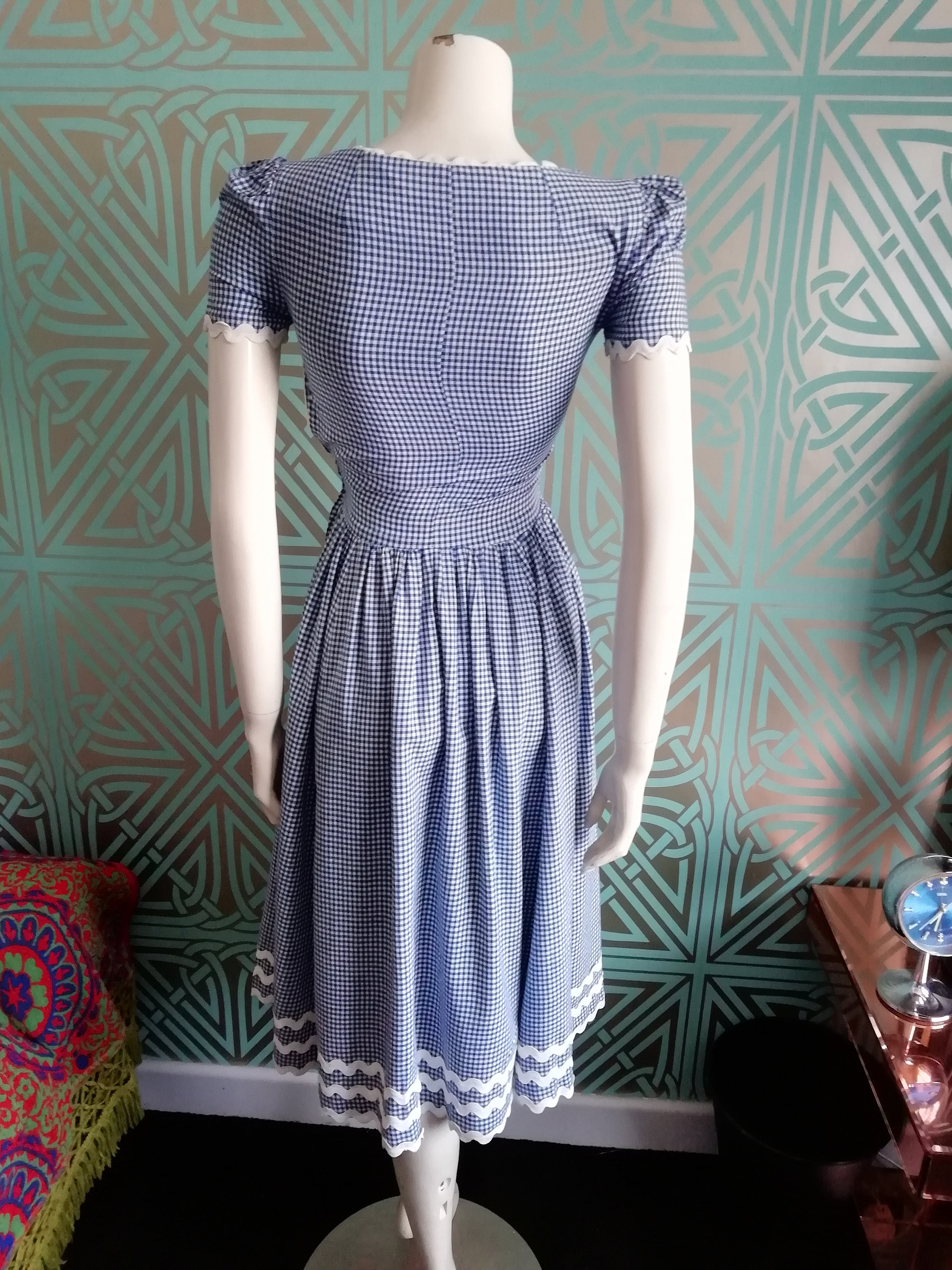 1970 Original Biba Blue Gingham RicRac Dress Good Condition Only