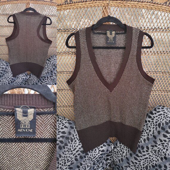Original 1973 Biba Mens Brown & Gold Knitted Tank top - Great Condition - Only 145 Pounds!