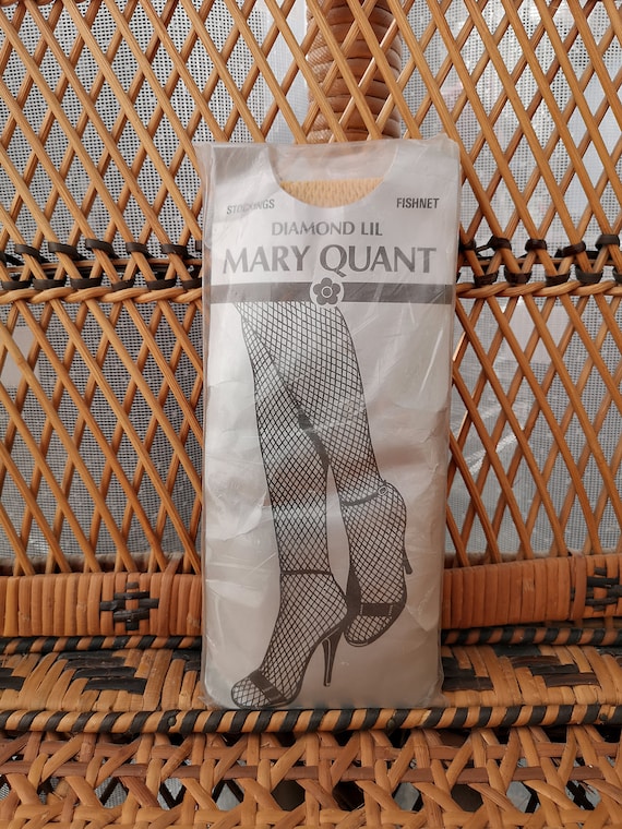 Deadstock Original 1980's Mary Quant Diamond Lil Tan Coloured Fishnet Design Stockings - Mint Unused Condition - Only 8 pounds!