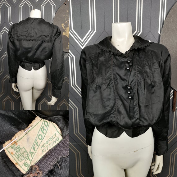 Original Victorian Late Teens Black Silk Top - Good Condition - Only 125 Pounds!