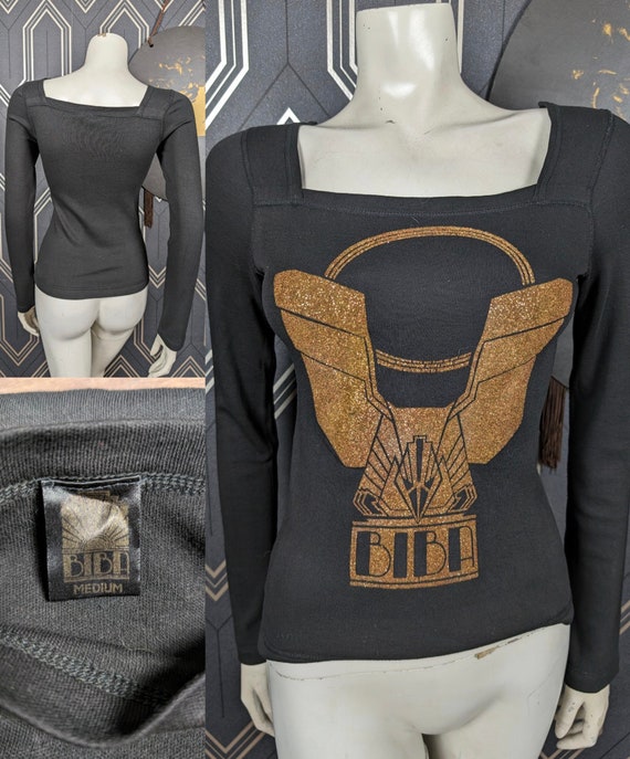 Original 1973 Biba Cotton Iconic Glitter T-Shirt Featuring Mens Logo With Long Sleeves - Good Condition - Only 195 Pounds!